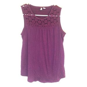 2/$15 Est. 1946 - Purple Crochet Detail Sleeveless Tank Top | Size XS